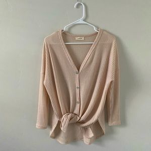 Ivory Long Sleeve Knit Top